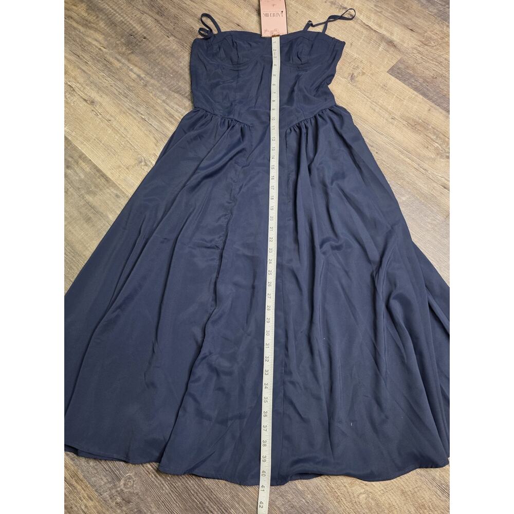 ABEHIK Womens Size S Small Navy Blue Bustier Spaghetti Strap Midi Dress NWT - Picture 4 of 8